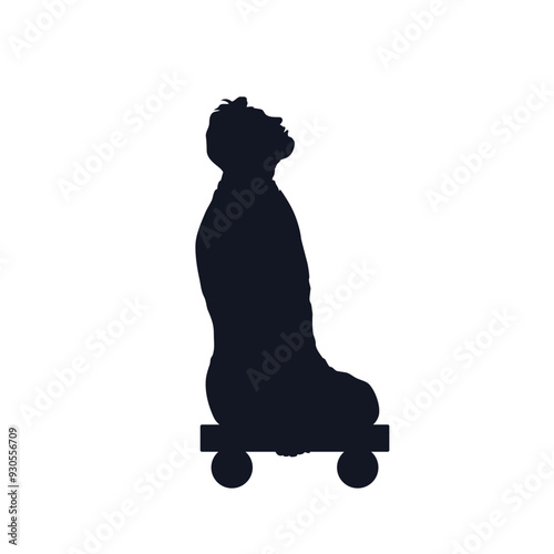 Disabled person silhouette Male profile logo icon sign Vintage abstract design style Human rights mercy concept Print for clothes card flyer educational historical banner poster cover book booklet ad