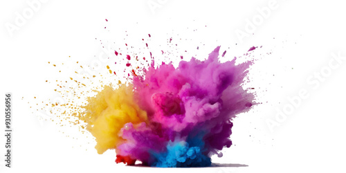 Vector colorful vibrant rainbow, smoke and cloud holi paint color powder explosion with bright colors isolated  on transparent background. Multicolored explosion of rainbow powder paint holi festival 