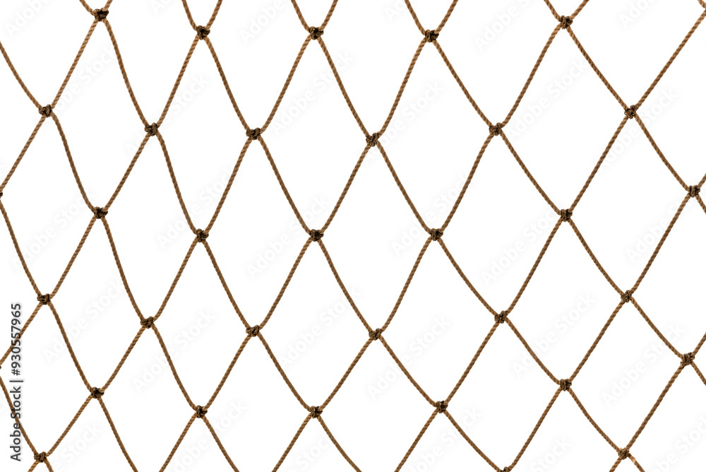 Naklejka premium Football or tennis net. Rope mesh on a white background close-up