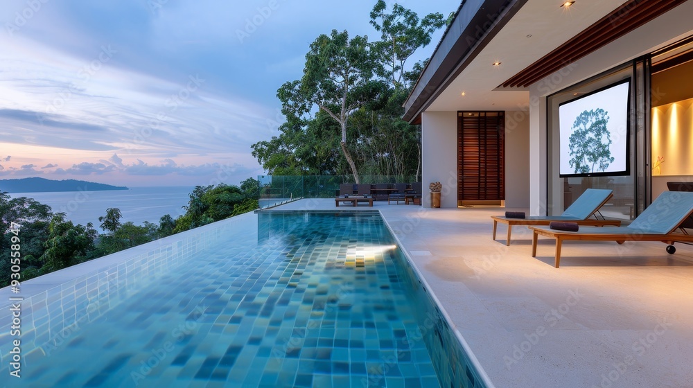 Fototapeta premium A large house with a pool and a patio