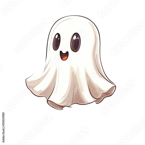  halloween cute cartoon ghost floating in the air transparent background .PNG