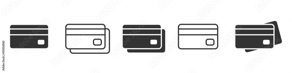 Card money payment illustration in 5 variations in outlined and filled style. Vector icons in flat style Card money payment illustration in 5 variations in outlined and filled style. Vector icons in flat style
