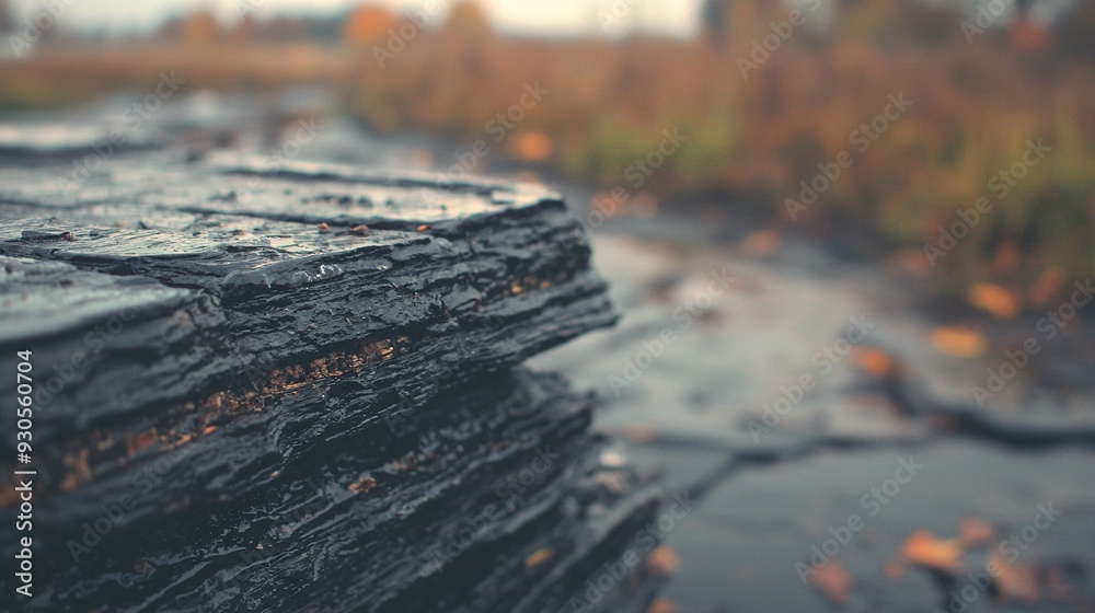 Close-up of stacked river rocks with trees in backdrop and blurred ground leaves Close-up of stacked river rocks with trees in backdrop and blurred ground leaves