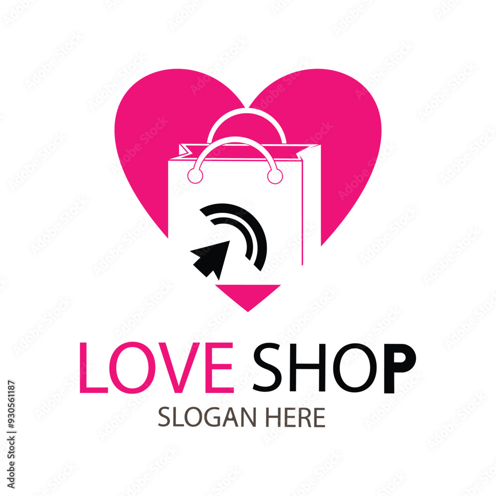 Obraz premium love shop logo design template