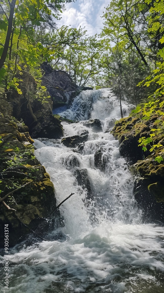 Fototapeta premium Rushing Waterfall Between Trees