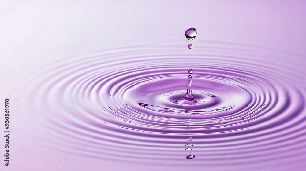 A detailed image of a small purple water drop resting atop a light purple background A detailed image of a small purple water drop resting atop a light purple background