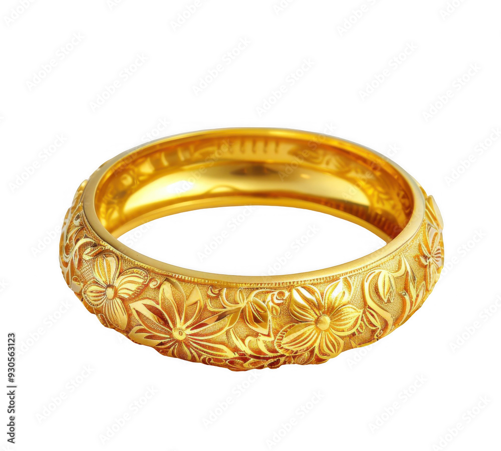 Golden Bangle with Floral Patterns Golden Bangle with Floral Patterns