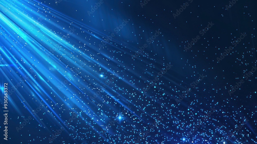 Obraz premium Abstract Blue Light Rays with Glowing Dust