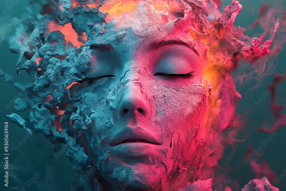 Abstract photo featuring detailed character design of people's faces, enhanced by VRay tracing for realistic lighting and textures, creating a vivid and intricate representation Abstract photo featuring detailed character design of people's faces, enhanced by VRay tracing for realistic lighting and textures, creating a vivid and intricate representation