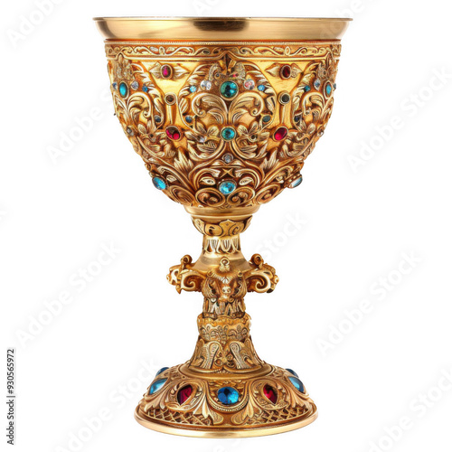 Ornate Gold Chalice with Gemstone Inlays