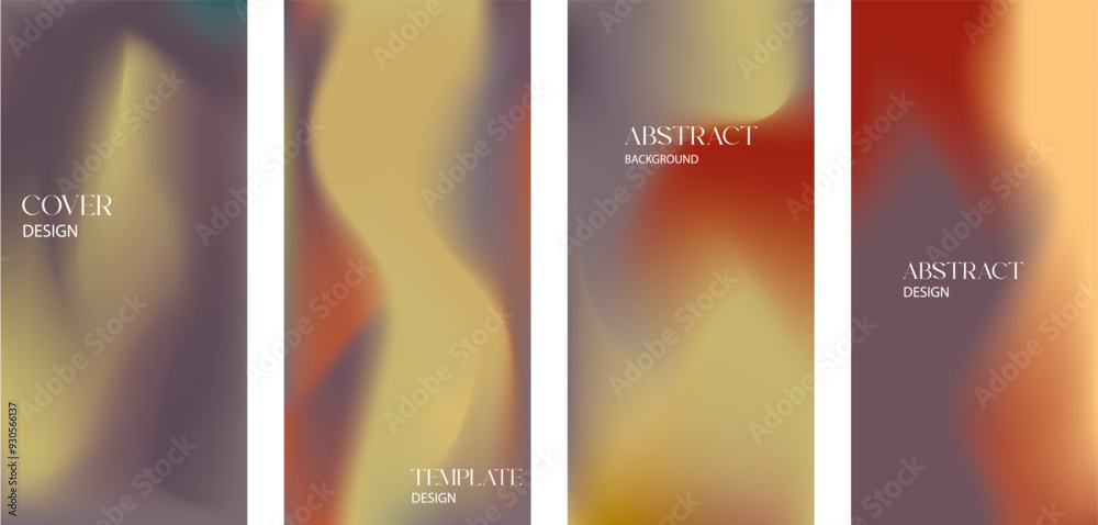 Fototapeta premium Set of blurred backgrounds,modern abstract blurred color gradient texture patterns, dynamic effect, smooth templates collection for brochures, posters, banners, flyers and cards. Vector illustration