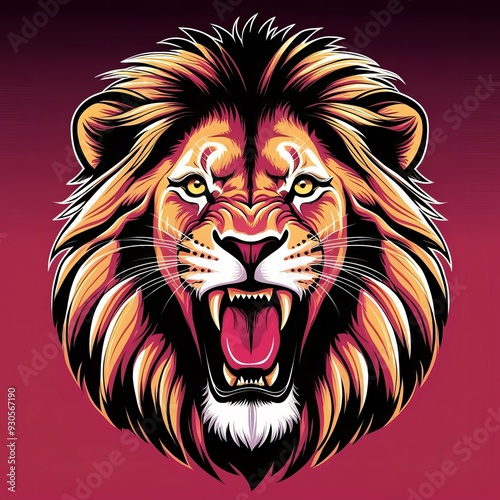 Illustration of a roaring lion