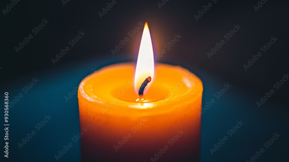 Close-up of a candle flame against a dark background, with the flame warm glow creating a dramatic contrast and a calming effect. Close-up of a candle flame against a dark background, with the flame warm glow creating a dramatic contrast and a calming effect.