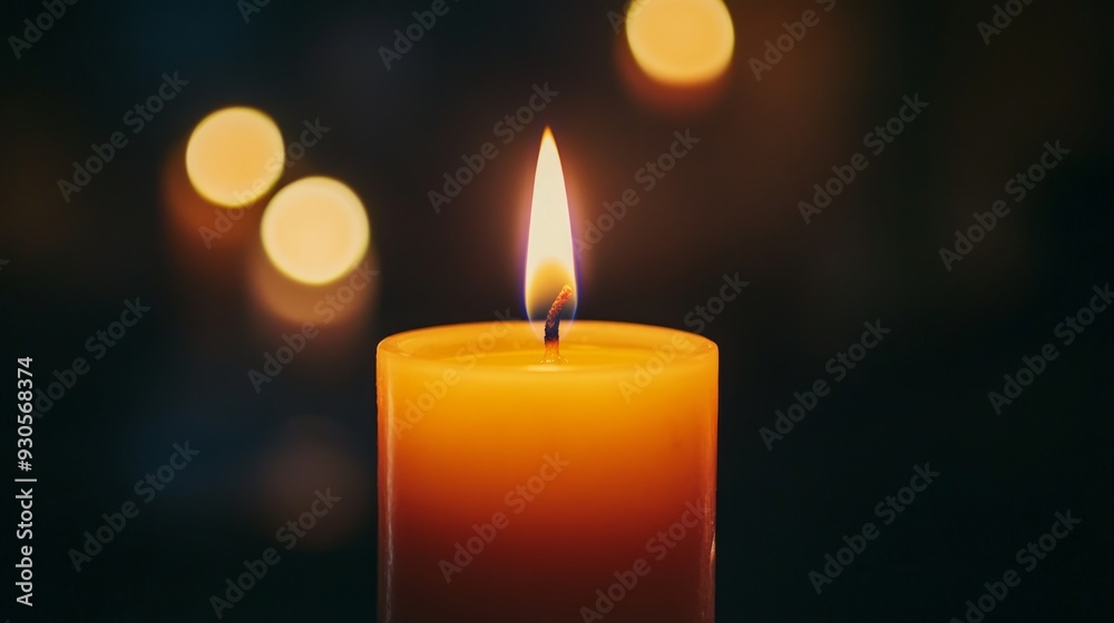 Close-up of a candle flame against a dark background, with the flame warm glow creating a dramatic contrast and a calming effect. Close-up of a candle flame against a dark background, with the flame warm glow creating a dramatic contrast and a calming effect.
