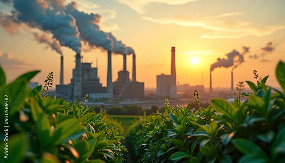 Fototapeta premium CCUS Process - Capturing, Converting, and Storing Carbon Emissions to Mitigate Climate Impact