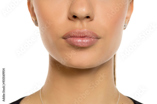 Woman's face, close-up of lips and nose..