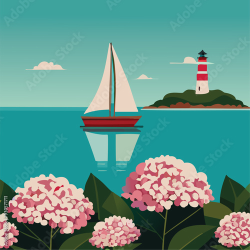 lighthouse in the sea print