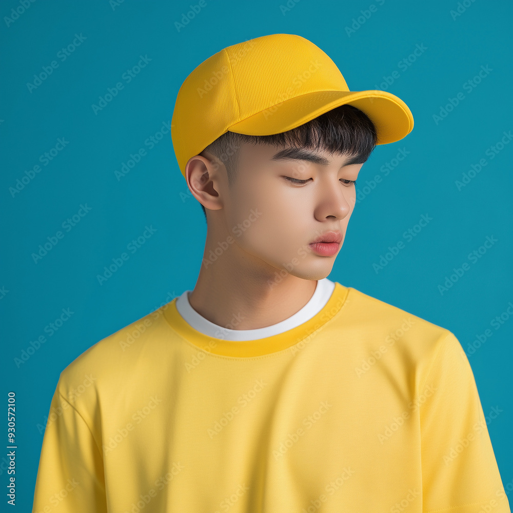 boy in yellow hat and t-shirt boy in yellow hat and t-shirt