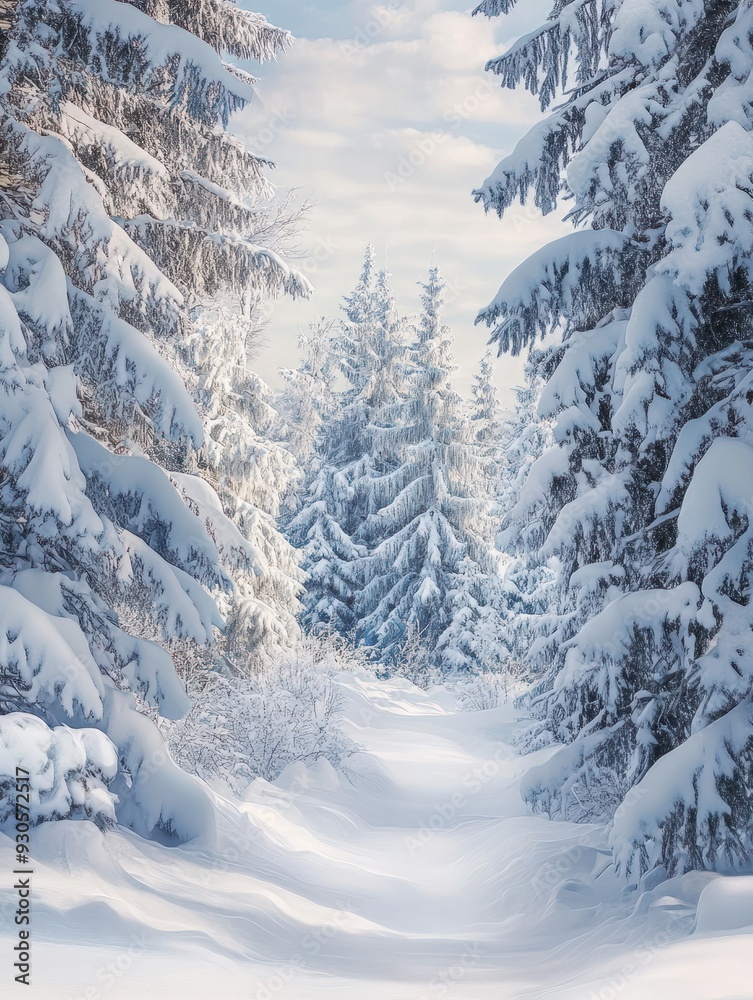 winter landscape with snow covered trees