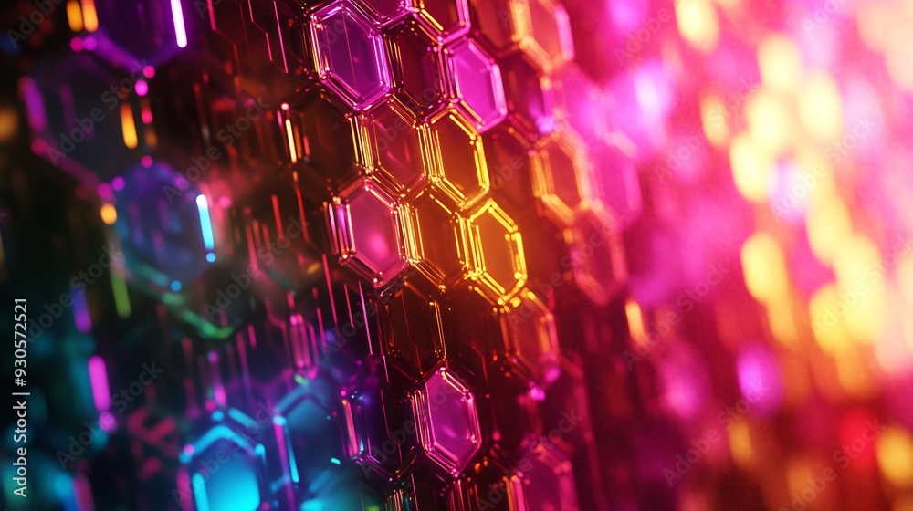 Abstract Hexagon Pattern with Neon Lights Abstract Hexagon Pattern with Neon Lights