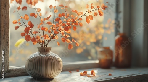 Pink Cherry Blossoms In A Glass Vase With Lit Candles On A Wooden Table