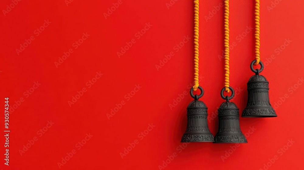 Obraz premium Decorative torans with bells, traditional Indian decor, 3D illustration