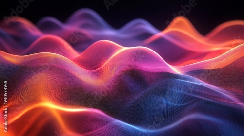 Abstract Wavy Pattern with Red, Orange, and Blue Glowing Lights