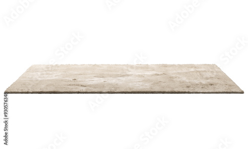 Modern beige throw rug with high pile. 3d render