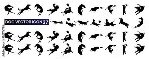 A "Frisbee Dog Vector Icon Set" usually includes a collection of clean images of dogs. These icons are often used in design projects related to pets, sports, or recreational activities.