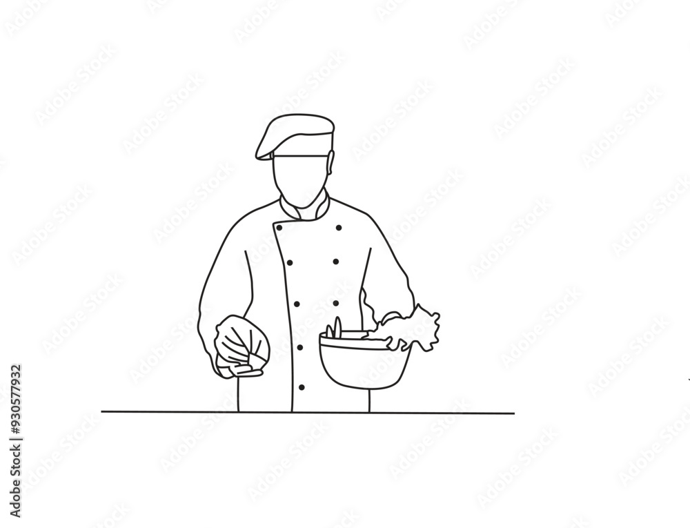 vector hand drawn chef drawing line art vector hand drawn chef drawing line art