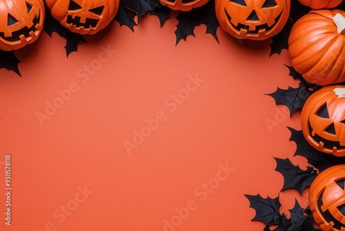 Haunted maze announcement with jack-o'-lanterns, festive design, flat design illustration photo