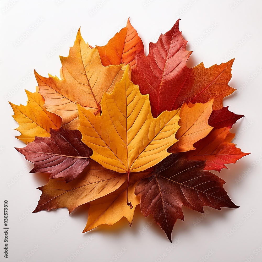 Pile of autumn colored leaves isolated on white background.A heap of different maple dry leaf .Red and colorful foliage colors in the fall season Pile of autumn colored leaves isolated on white background.A heap of different maple dry leaf .Red and colorful foliage colors in the fall season