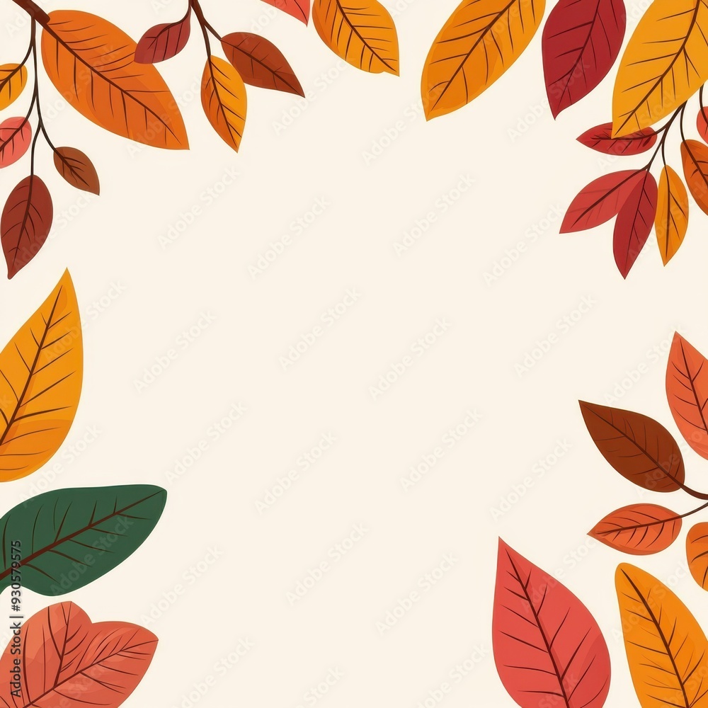 Obraz premium A vibrant autumn leaf frame with warm colors, perfect for seasonal designs and nature-themed projects.