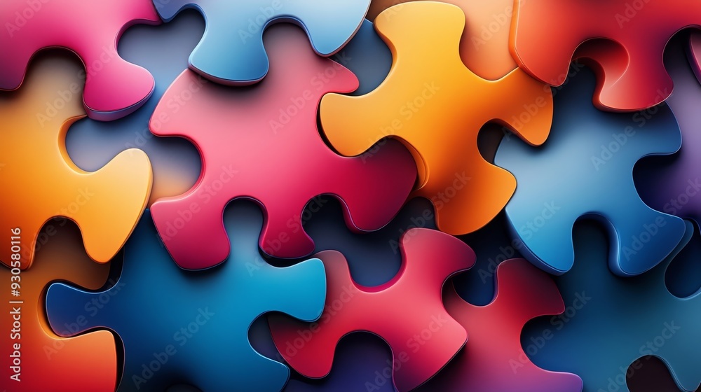 Obraz premium Colorful Puzzle Pieces Abstract Background