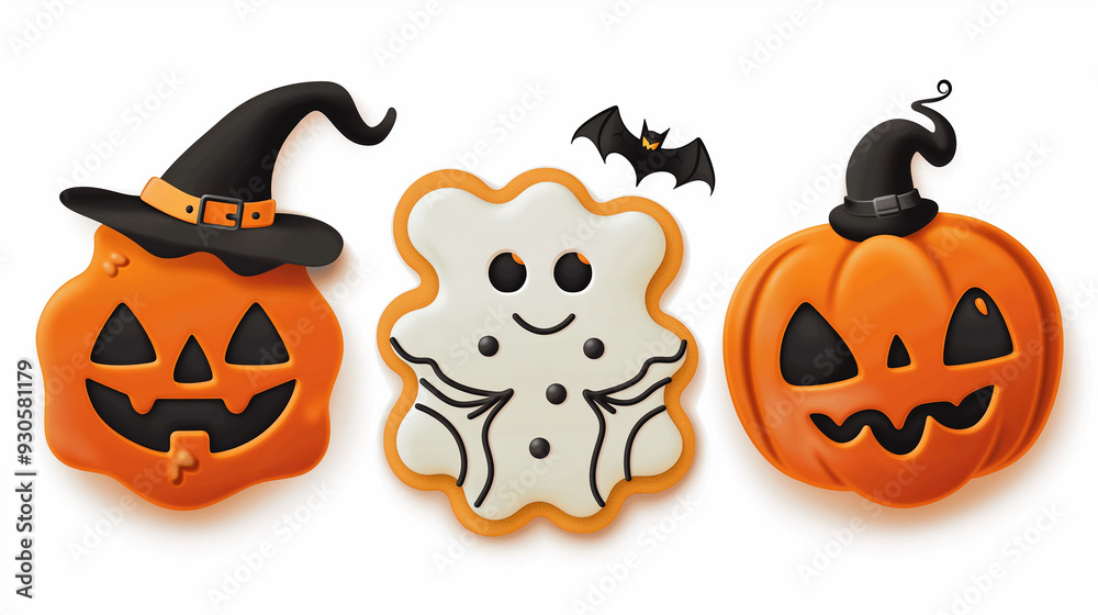 Halloween Cookie Icons Set for Graphic Design