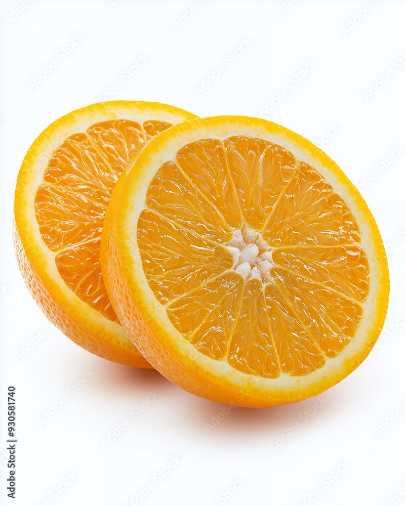 Two halved oranges showcasing their juicy, vibrant interior. Two halved oranges showcasing their juicy, vibrant interior.