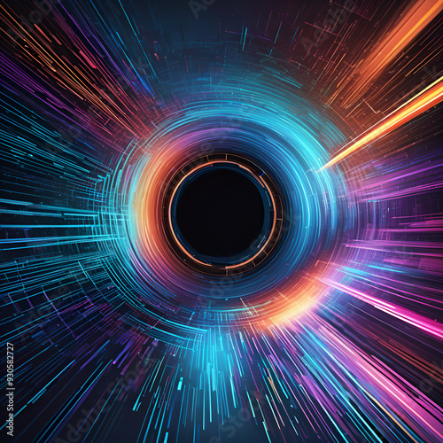 The image features graphic design with abstract shapes that embody a sense of modern art. It includes geometric patterns and digital elements presented in vector art form, showcasing a minimalistic st