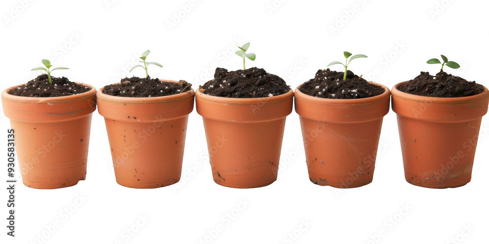 Fototapeta premium Terracotta Pots Filled with Soil
