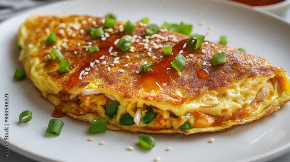 Egg Foo Young, a fluffy omelet filled with a savory mixture of vegetables like bean sprouts, onions, and bell peppers, along with your choice of tender meat. Chinese omelet. Egg Foo Young, a fluffy omelet filled with a savory mixture of vegetables like bean sprouts, onions, and bell peppers, along with your choice of tender meat. Chinese omelet.