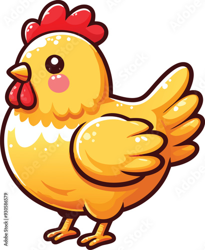 Cute Chicken vector cartoon illustration