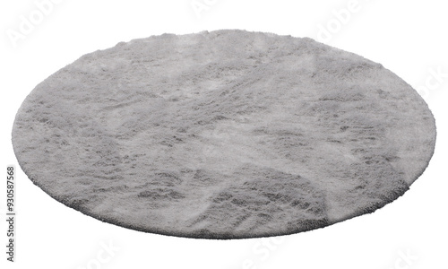 Modern gray round rug with high pile. 3d render