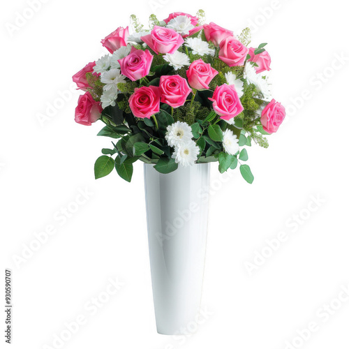 Wallpaper Mural Pink Roses and White Flowers Bouquet Torontodigital.ca