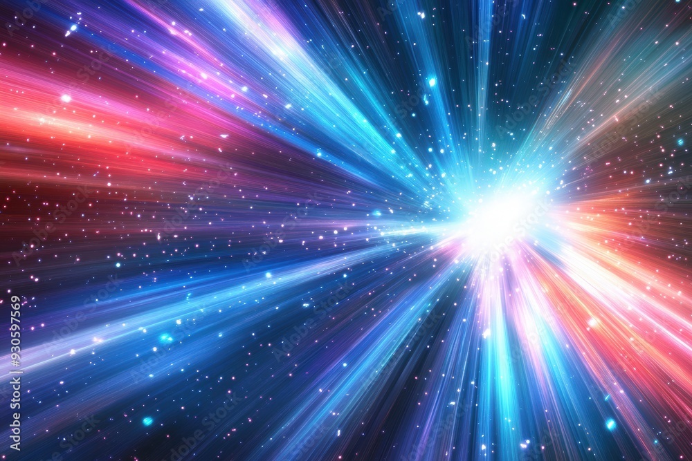 Fototapeta premium Cosmic light burst with vibrant colors in space
