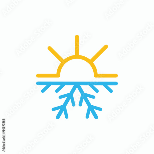 Hot and cold symbol. Sun and snowflake icon. Summer and winter icon