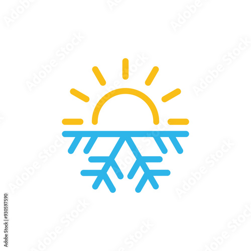 Hot and cold symbol. Sun and snowflake icon. Summer and winter icon