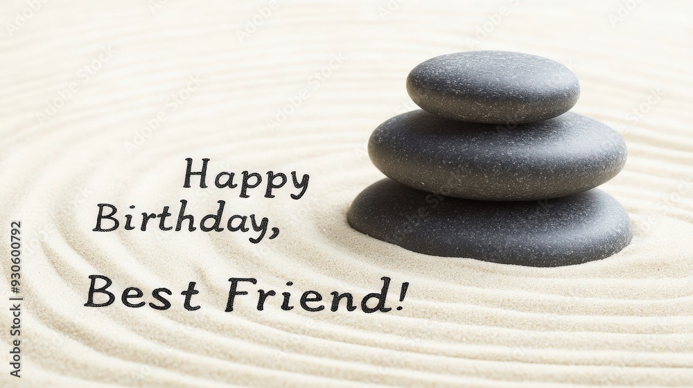 Tranquil Zen Garden Birthday Wishes for Best Friend - Serene Postcard Design Tranquil Zen Garden Birthday Wishes for Best Friend - Serene Postcard Design