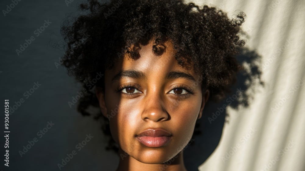 Serene gaze of young girl basking in natural sunlight