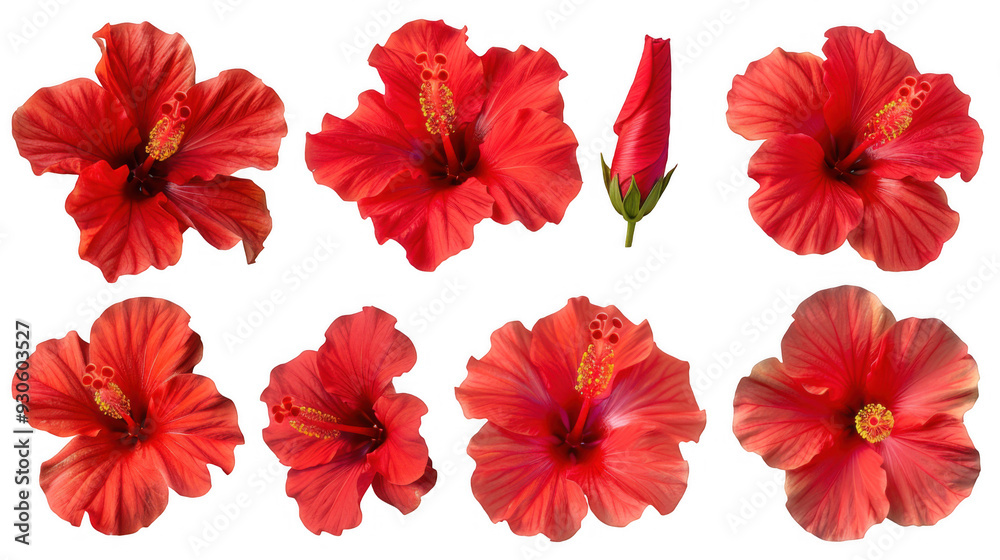 Collection of Red Hibiscus Flowers