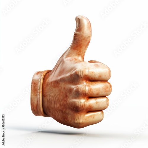 3D-rendered thumbs up icon on white background, symbolizing positive feedback endorsement.