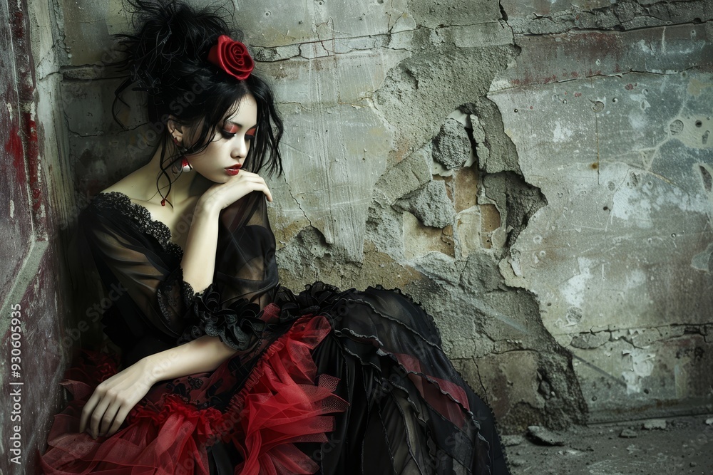 Avant-Garde Fashion Shoot in Urban Ruins Contrasting Luxury and Decay. Avant-Garde Fashion Shoot in Urban Ruins Contrasting Luxury and Decay.
